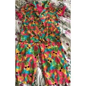 Girls Neon Pineapple Pj Set Size 4/5 New without Tag B5